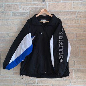 Diadora Vintage Black Blue Track Jacket Streetwear
